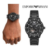 Emporio Armani Meccanico Automatic Black Dial Black Steel Strap Watch For Men - AR60054 Buy Now By Emporio Armani