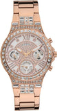 Guess Moonlight Multi Function Diamonds White Dial Rose Gold Steel Strap Watch for Women - GW0320L3 Buy Now By Guess