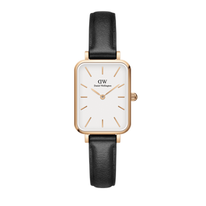 Daniel Wellington Quadro White Dial Black Leather Strap Watch For Women - DW00100434 Buy Now By Daniel Wellington