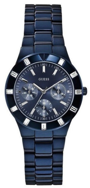 Guess Glisten Analog Blue Dial Blue Steel Strap Watch for Women - W0027L3 Buy Now By Guess