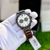 Emporio Armani Mario Chronograph White Dial Black Steel Strap Watch For Men - AR11471 Buy Now By Emporio Armani