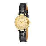 Guess Park Avenue Quartz Gold Dial Black Leather Strap Watch For Women - W0838L1 Buy Now By Guess