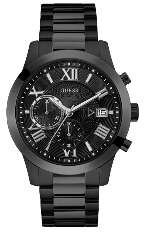 Guess Atlas Chronograph Black Dial Black Steel Strap Watch For Men - W0668G5 Buy Now By Guess