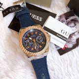Guess Legacy Analog Blue Dial Blue Denim Strap Watch for Men - W1058G1 Buy Now By Guess