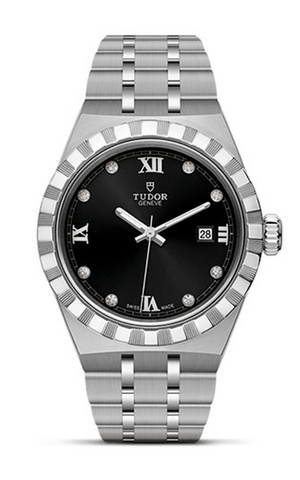 Tudor Royal Automatic Diamonds Black Dial Silver Steel Strap Watch for Men - M28600-0004 Buy Now By Tudor