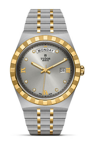 Tudor Royal Diamonds Automatic Grey Dial Two Tone Steel Strap Watch for Men - M28603-0002 Buy Now By Tudor