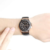 Guess Rigor Analog Black Dial Black Leather Strap Watch For Men - W0040G5 Buy Now By Guess