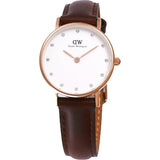 Daniel Wellington Classy Bristol White Dial Brown Leather Strap Watch For Women - DW00100062 Buy Now By Daniel Wellington