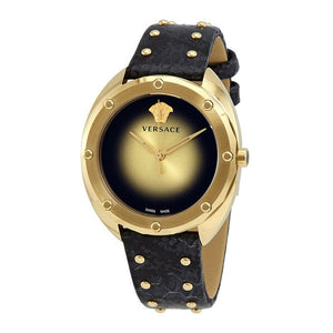 Versace Shadov Gold Dial Green Leather Strap Watch For Women - VEBM01018 Buy Now By Versace