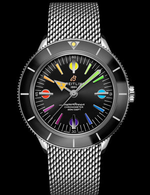 Breitling Superocean Heritage '57 Black Dial Silver Mesh Bracelet Watch for Men - A103701A1B1A1 Buy Now By Breitling