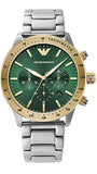 Emporio Armani Mario Chronograph Green Dial Silver Steel Strap Watch For Men - AR11454 Buy Now By Emporio Armani