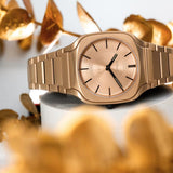 D1 Milano Square Champagne Gold Dial Gold Steel Strap Watch for Unisex - D1-SQBJ04 Authentic Buy Shop Now