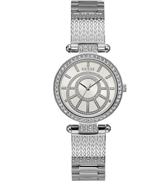 Guess Muse Quartz White Dial Silver Steel Strap Watch For Women - W1008l1 Buy Now By Guess