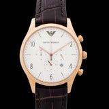 Emporio Armani Beta Chronograph White Dial Brown Leather Strap Watch For Men - AR1916 Buy Now By Emporio Armani
