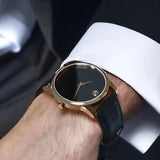 Movado Museum Classic Black Dial Black Leather Strap Watch For Men - 607060 Buy Now By Movado