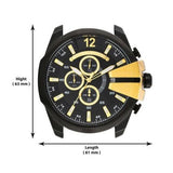 Diesel Mega Chief Chronograph Black Dial Black Steel Strap Watch For Men - DZ4338 Buy Now By Diesel