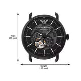 Emporio Armani Meccanico Automatic Skeleton Dial Black Leather Strap Watch For Men - AR60008 Buy Now By Emporio Armani