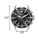 Emporio Armani Diver Chronograph Quartz Black Dial Silver Steel Strap Watch For Men - AR11360 Buy Now By Emporio Armani