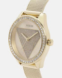 Guess Tri Glitz Quartz Diamonds Gold Dial Gold Mesh Bracelet Watch For Women - W1142L2 Buy Now By Guess