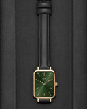 Daniel Wellington Quadro Pressed Melrose Emerald Green Dial Black Leather Strap Watch For Women - DW00100446 Buy Now By Daniel Wellington