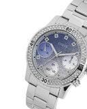 Guess Confetti Diamonds Blue Dial Silver Steel Strap Watch for Women - W0774L6 Buy Now By Guess