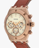 Guess Analog Multifunction White Dial Brown Leather Strap Watch for Men - GW0262G3 Buy Now By Guess