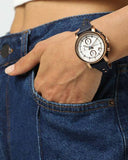 Fossil Original Boyfriend Chronograph White Dial Navy Blue Leather Strap Watch for Women - ES3838 Buy Now By Fossil