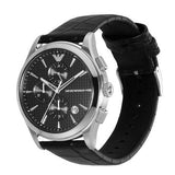 Emporio Armani Paolo Chronograph Black Dial Black Leather Strap Watch For Men - AR11530 Buy Now By Emporio Armani