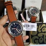 Fossil Goodwin Chronograph Blue Dial Brown Leather Strap Watch for Men - FS5414 Buy Now By Fossil