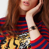 Gucci G Ladies Diamonds Black Dial Rose Gold Steel Strap Watch For Women - YA125512 Buy Now By Gucci