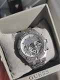 Guess Heiress Multifunction Diamonds Silver Dial Silver Steel Strap Watch for Women - GW0440L1 Buy Now By Guess