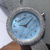 Emporio Armani Rosa Diamonds Mother of Pearl Blue Dial Silver Mesh Bracelet Watch For Women - AR11380 Buy Now By Emporio Armani