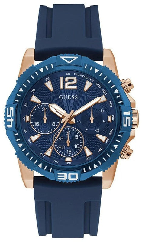 Guess Commander Blue Dial Blue Rubber Strap Watch for Men - GW0211G4 Buy Now By Guess