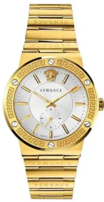 Versace Greca Silver Dial Gold Steel Strap Watch for Men - VEVI00520 Buy Now By Versace