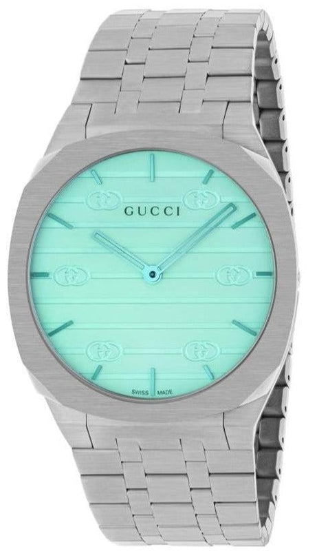 Gucci 25H Quartz Turquoise Dial Silver Steel Strap Watch For Women - YA163409 Buy Now By Gucci