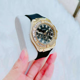 Guess Venus Diamonds Black Dial Black Rubber Strap Watch for Women - GW0118L1 Buy Now By Guess