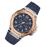 Guess Rigor Analog Blue Dial Blue Denim Strap Watch For Men - W0040G6 Buy Now By Guess
