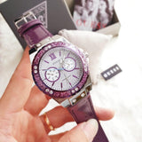 Guess Limelight Quartz Silver Dial Purple Leather Strap Watch For Women - W0775L6 Buy Now By Guess