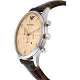 Emporio Armani Classic Chronograph Cream Dial Brown Leather Strap Watch For Men - AR1878 Buy Now By Emporio Armani