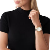 Michael Kors Liliane Mother of Pearl White Dial Gold Steel Strap Watch For Women - MK4555 Buy Now By Michael Kors