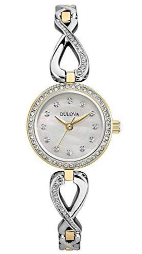 Bulova Analog Crystals Mother of Pearl Dial Silver Steel Strap Watch for Women - 98X109 Buy Now By Bulova