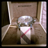 Burberry The City Nova White Dial Checked Brown Leather Strap Watch for Men - BU9357 Buy Now By Burberry