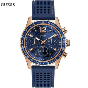 Guess Fleet Blue Dial Blue Rubber Strap Watch for Men - W0971G3 Buy Now By Guess