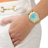 Marc Jacobs Amy Blue Dial Gold Steel Strap Watch for Women - MBM3220 Buy Now By Marc Jacobs