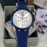 Guess Caliber Chronograph White Dial Blue Silicone Strap Watch for Men - W0864G5 Buy Now By Guess