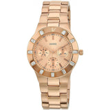 Guess Glisten Multifunction Quartz Rose Gold Dial Rose Gold Steel Strap Watch For Women - W16017L1 Buy Now By Guess