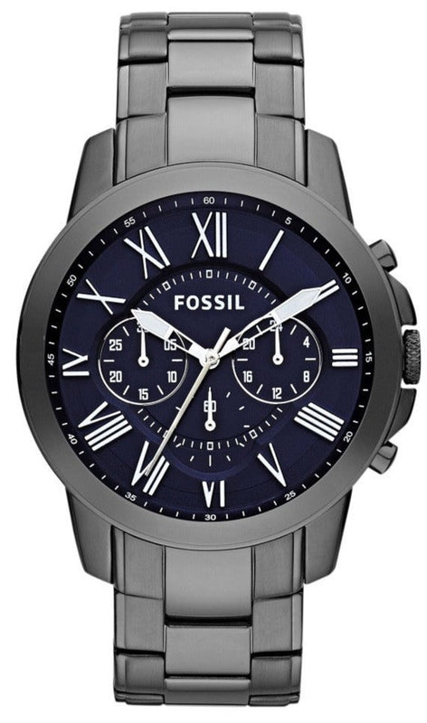 Fossil Grant Chronograph Blue Dial Grey Steel Strap Watch for Men - FS4831 Buy Now By Fossil