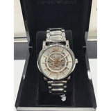 Emporio Armani Meccanico Skeleton Silver Dial Silver Steel Strap Watch For Men - AR1980 Buy Now By Emporio Armani