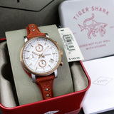 Fossil Boyfriend Chronograph White Dial Brown Leather Strap Watch for Women - ES3837 Buy Now By Fossil