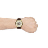 Fossil Flynn Mechanical Skeleton Beige Dial Brown Leather Strap Watch for Men - BQ2215 Buy Now By Fossil